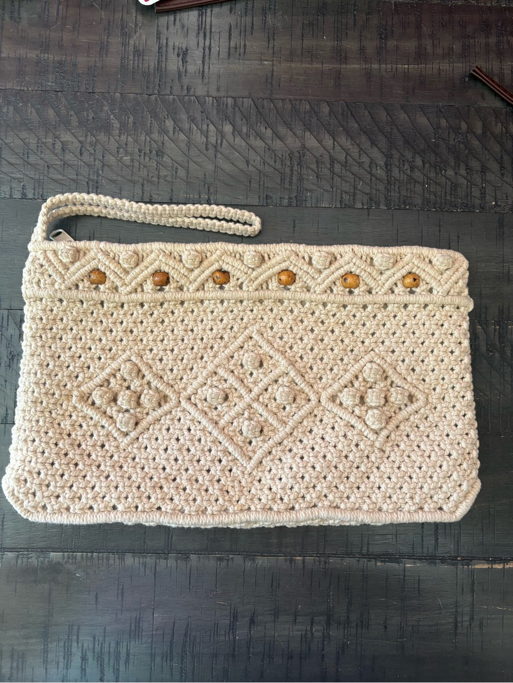 Handwoven Cream Macramé Clutch Bag